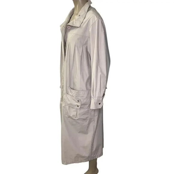 Time Collection Lightweight Pleated Long Trench Coat Women Size 8 Tan Oversized - Picture 3 of 16